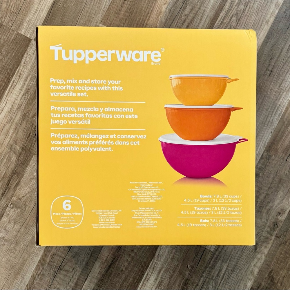 Tupperware Mixing Bowl Set - Orange, Pink, White - Picture 2 of 4